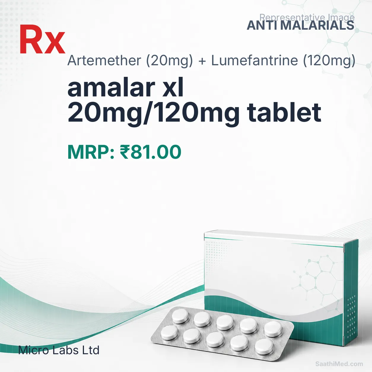 amalar xl 20mg/120mg tablet Allopathy (Artemether (20mg)) - Uses in Hindi, Side Effects, Substitutes & Price in India