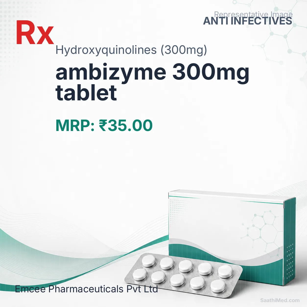 ambizyme 300mg tablet Allopathy (Hydroxyquinolines (300mg)) - Uses in Hindi, Side Effects, Substitutes & Price in India