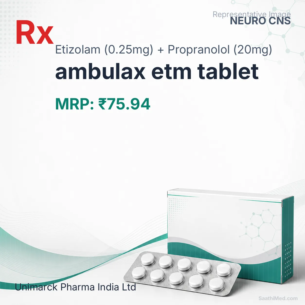 ambulax etm tablet Allopathy (Etizolam (0.25mg)) - Uses in Hindi, Side Effects, Substitutes & Price in India