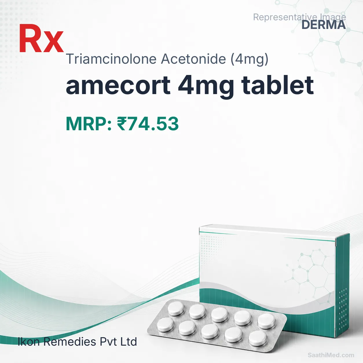 amecort 4mg tablet Allopathy (Triamcinolone Acetonide (4mg)) - Uses in Hindi, Side Effects, Substitutes & Price in India