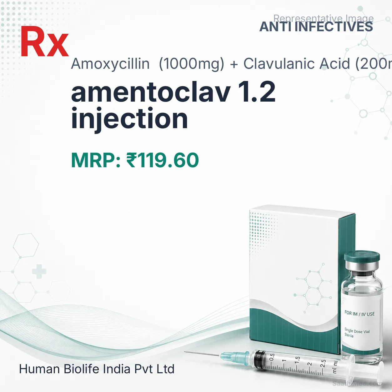 amentoclav 1.2 injection Allopathy (Amoxycillin (1000mg)) - Uses in Hindi, Side Effects, Substitutes & Price in India
