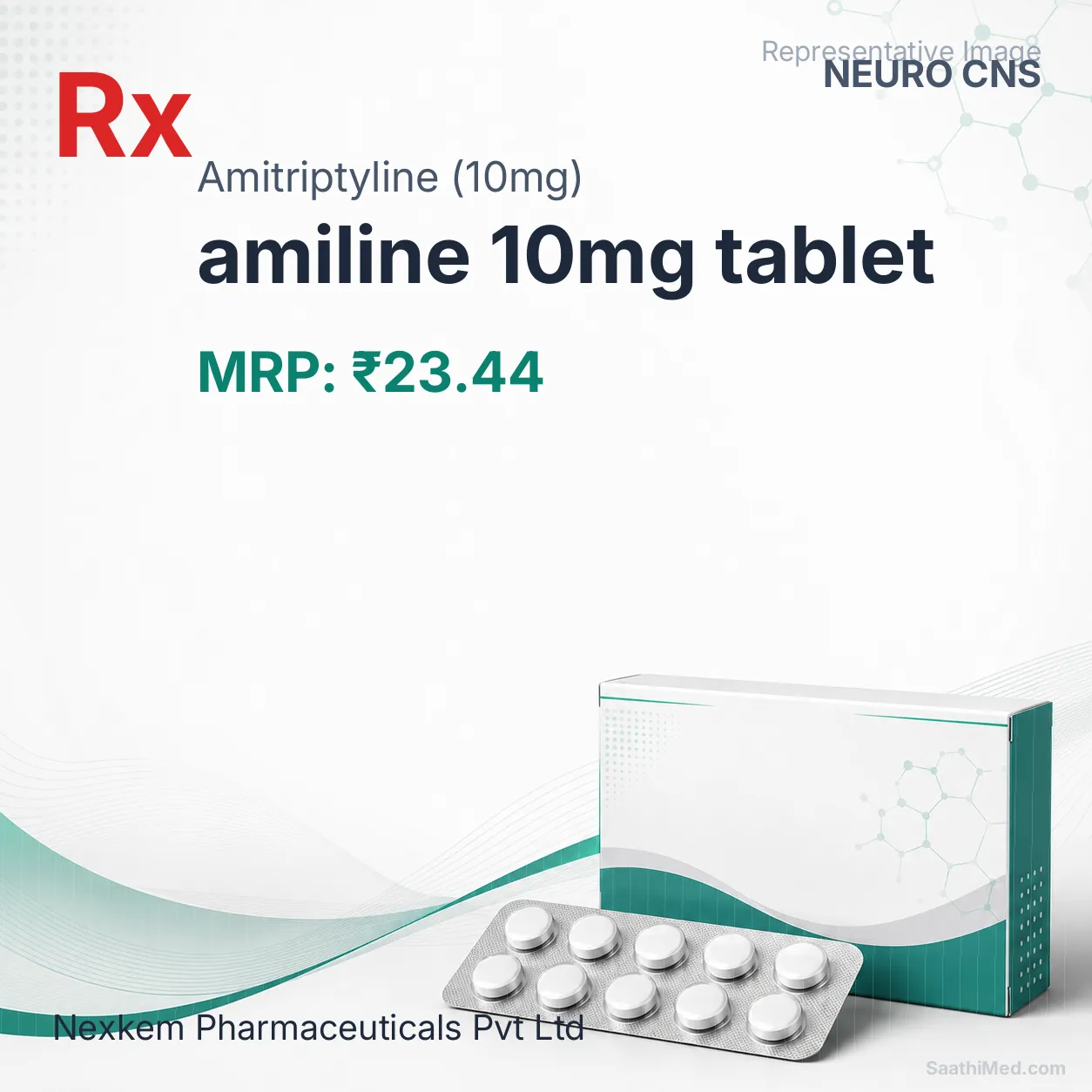 amiline 10mg tablet Allopathy (Amitriptyline (10mg)) - Uses in Hindi, Side Effects, Substitutes & Price in India