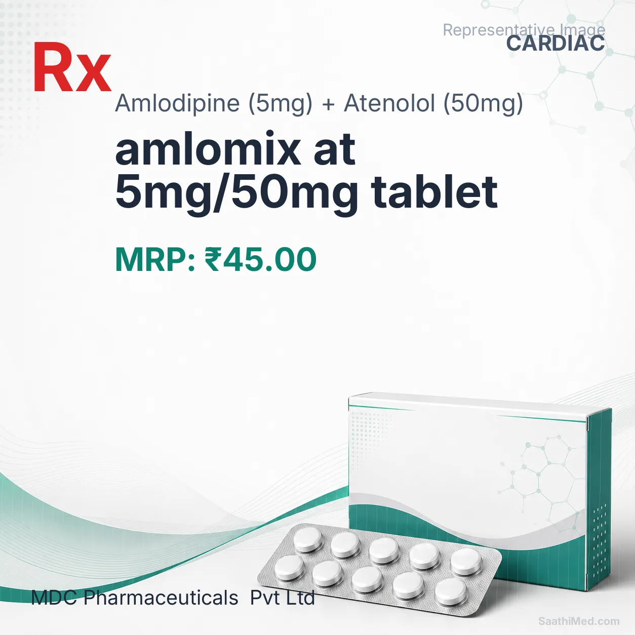 amlomix at 5mg/50mg tablet Allopathy (Amlodipine (5mg)) - Uses in Hindi, Side Effects, Substitutes & Price in India