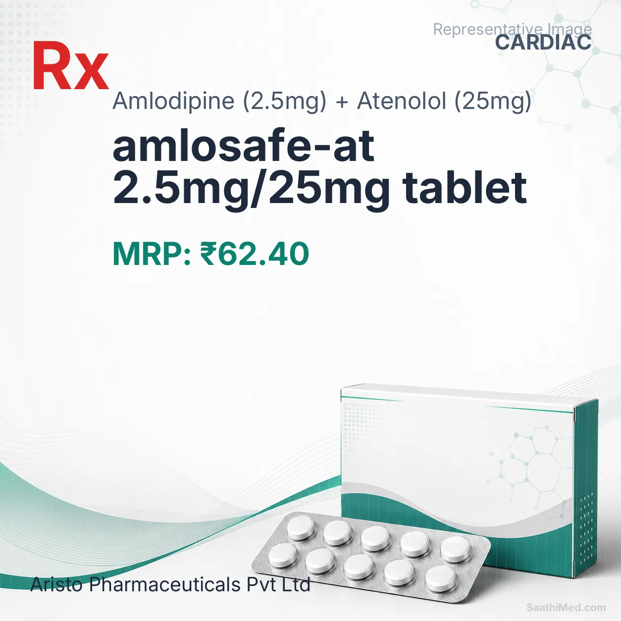 amlosafe-at 2.5mg/25mg tablet Allopathy (Amlodipine (2.5mg)) - Uses in Hindi, Side Effects, Substitutes & Price in India