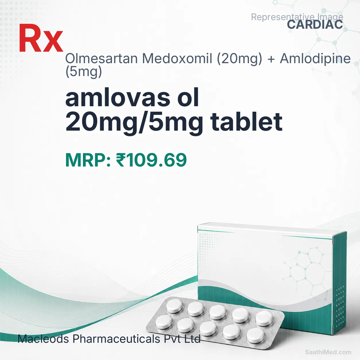 amlovas ol 20mg/5mg tablet Allopathy (Olmesartan Medoxomil (20mg)) - Uses in Hindi, Side Effects, Substitutes & Price in India