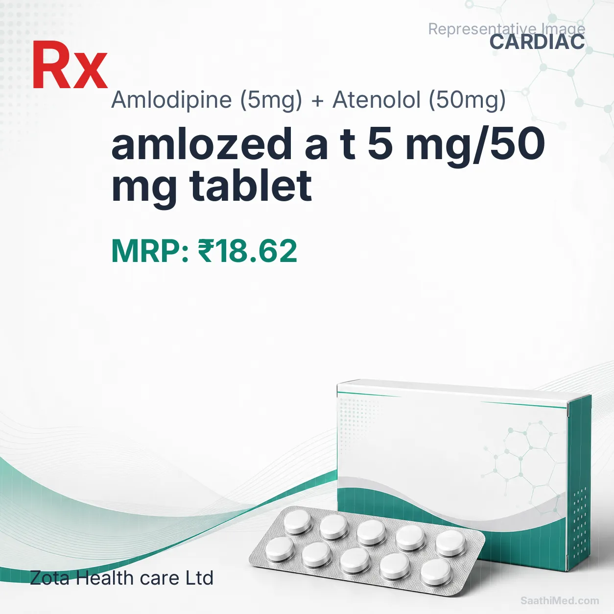 amlozed a t 5 mg/50 mg tablet Allopathy (Amlodipine (5mg)) - Uses in Hindi, Side Effects, Substitutes & Price in India