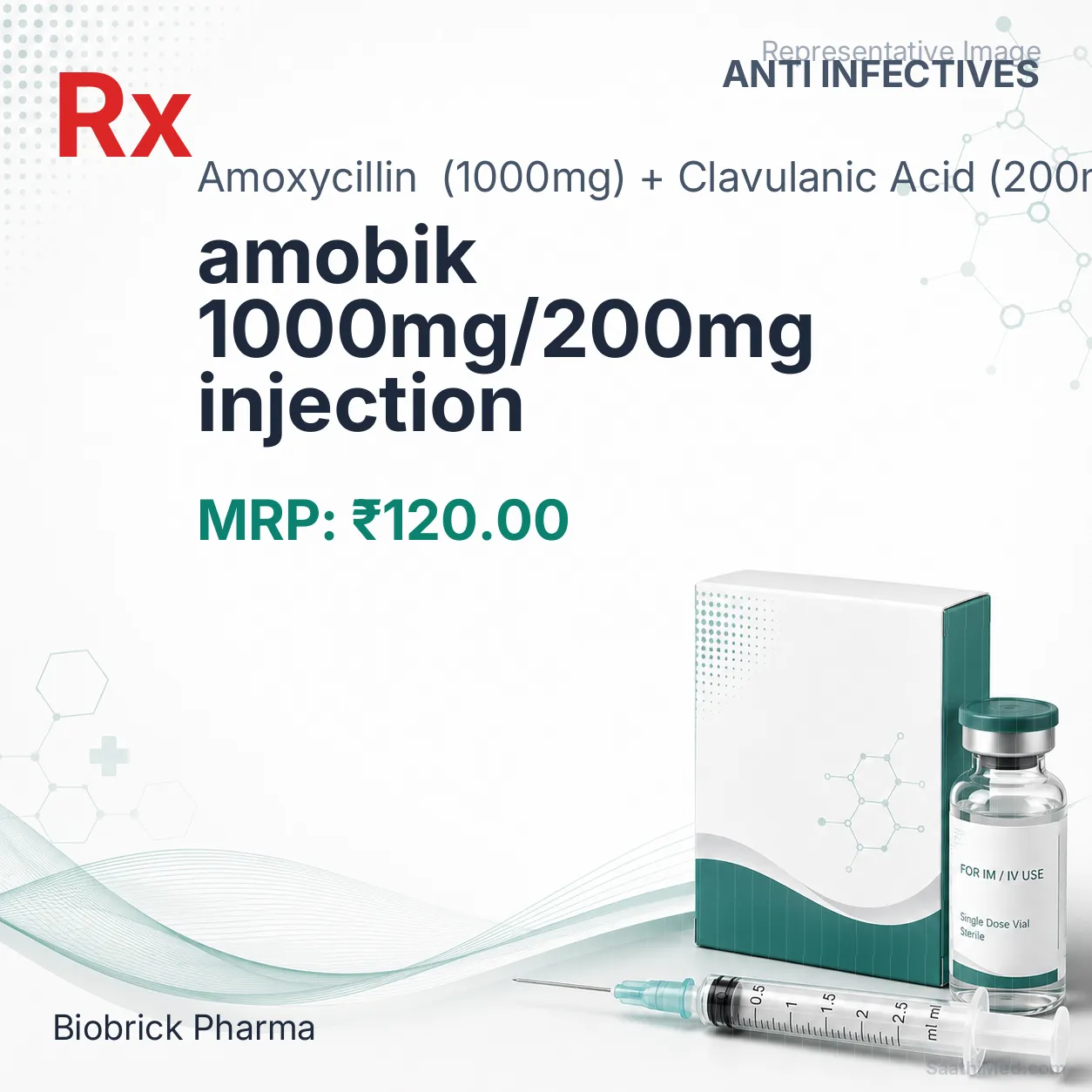 amobik 1000mg/200mg injection Allopathy (Amoxycillin (1000mg)) - Uses in Hindi, Side Effects, Substitutes & Price in India