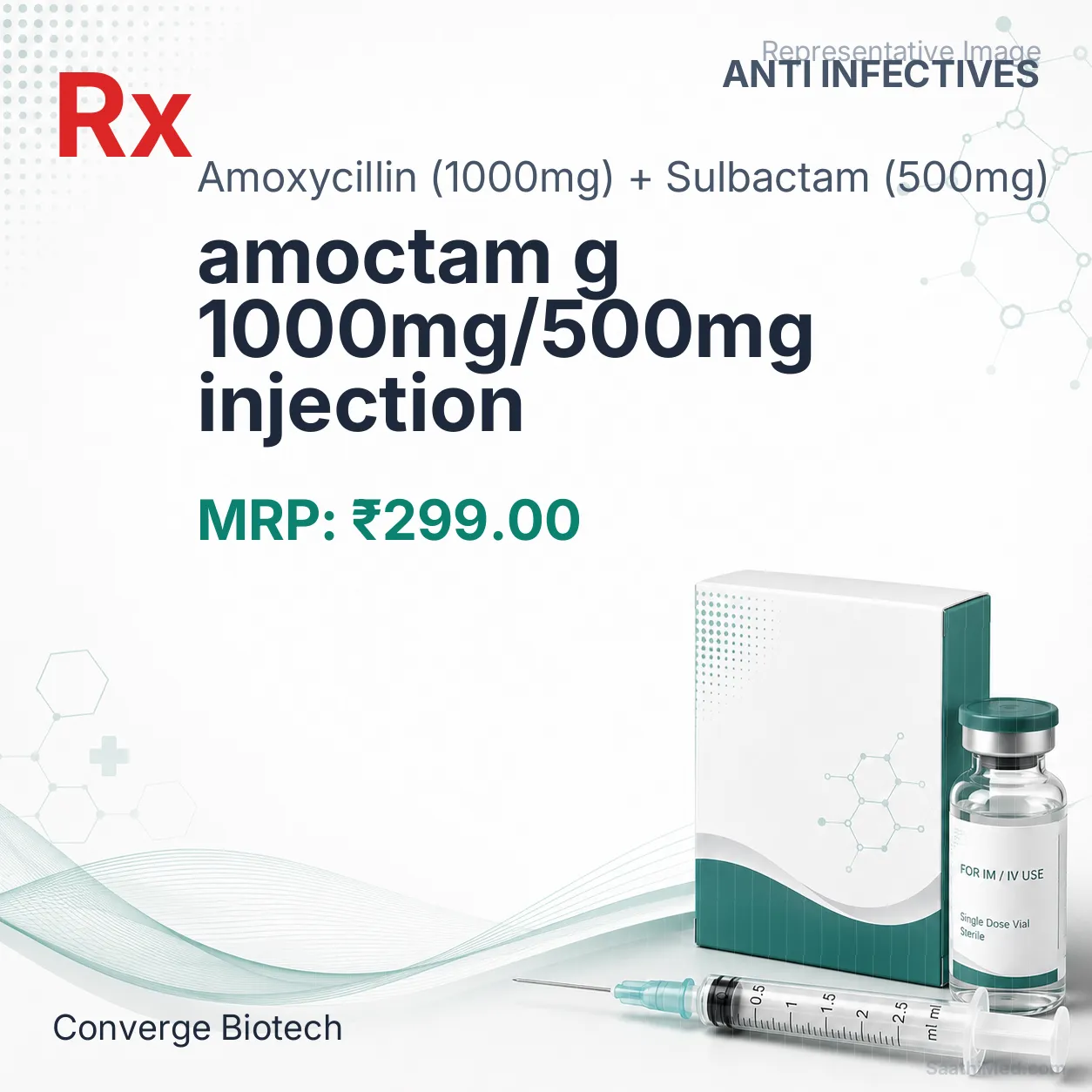 amoctam g 1000mg/500mg injection Allopathy (Amoxycillin (1000mg)) - Uses in Hindi, Side Effects, Substitutes & Price in India