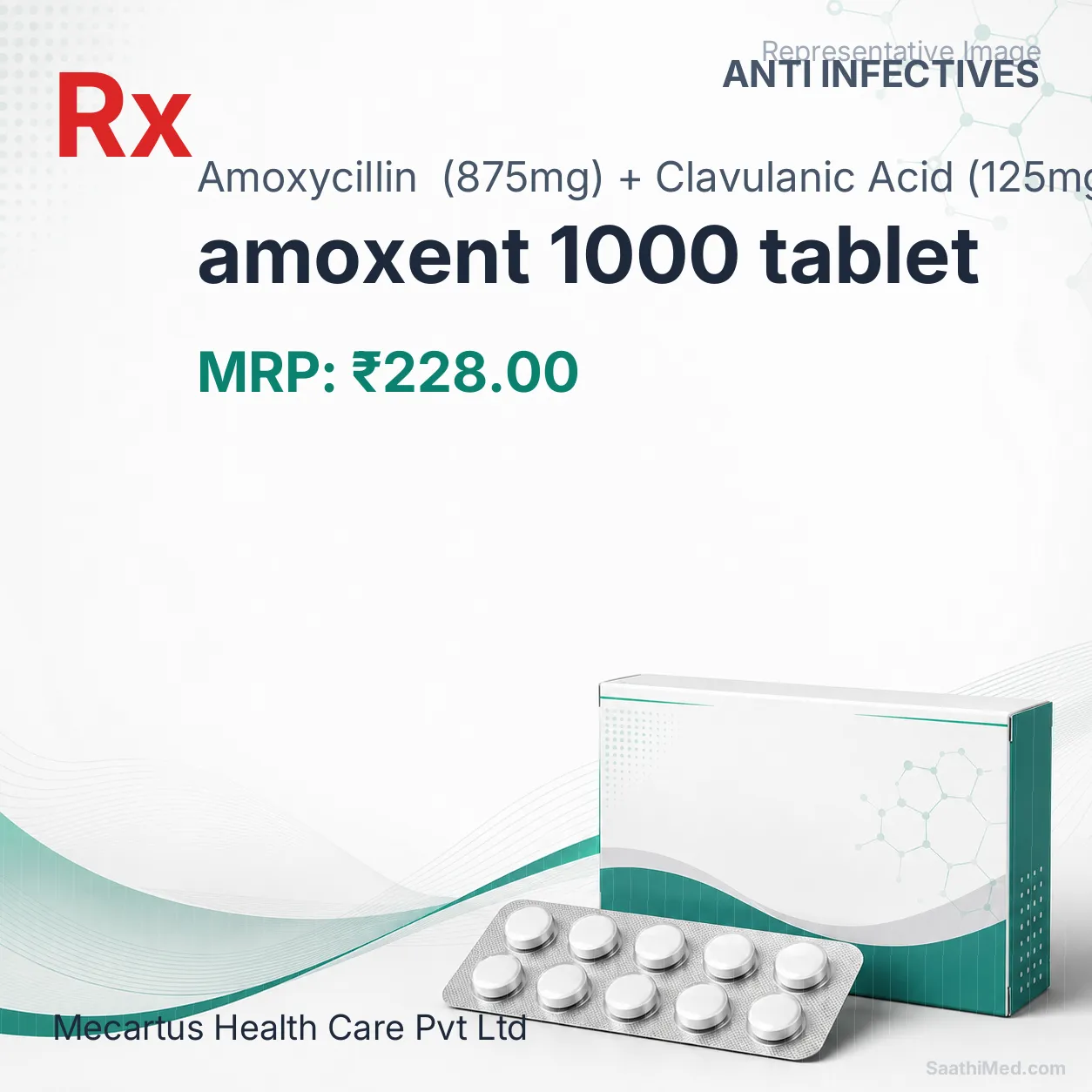 amoxent 1000 tablet Allopathy (Amoxycillin (875mg)) - Uses in Hindi, Side Effects, Substitutes & Price in India
