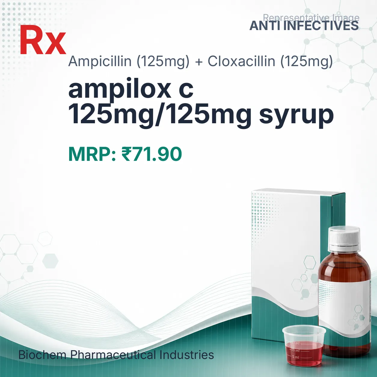 ampilox c 125mg/125mg syrup Allopathy (Ampicillin (125mg)) - Uses in Hindi, Side Effects, Substitutes & Price in India