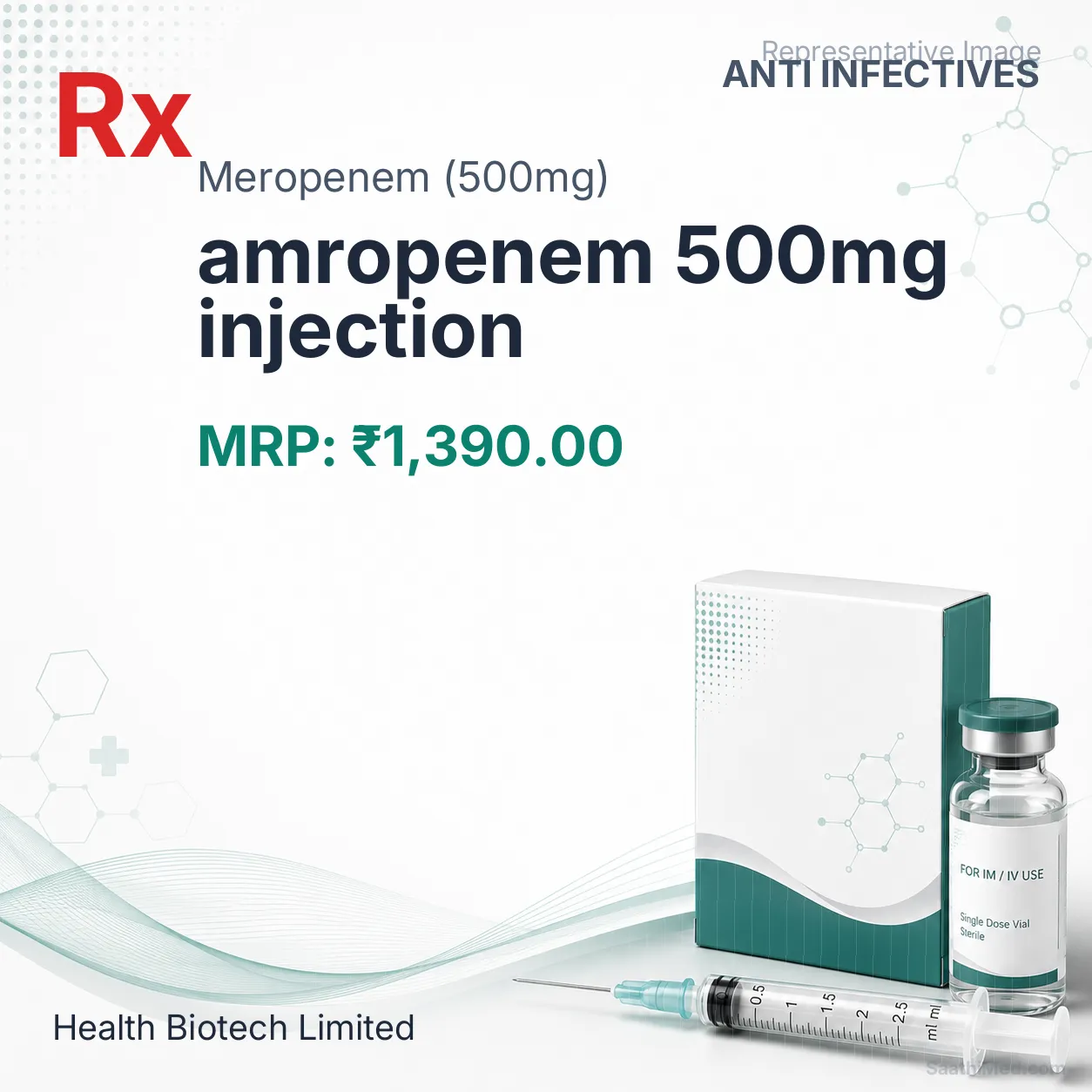 amropenem 500mg injection Allopathy (Meropenem (500mg)) - Uses in Hindi, Side Effects, Substitutes & Price in India