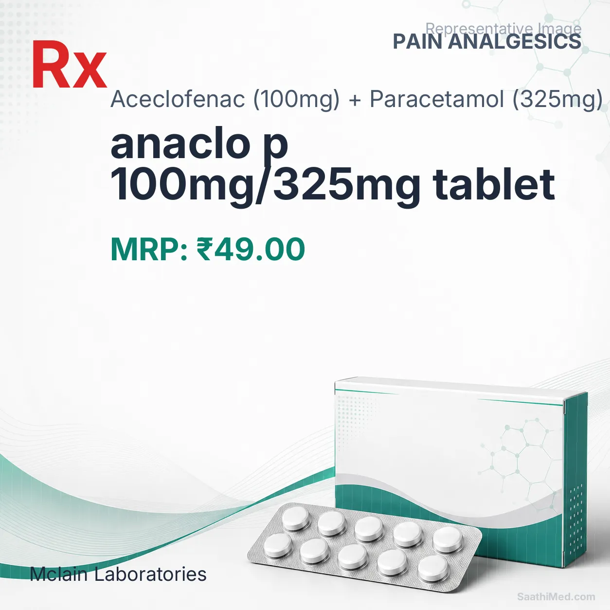 anaclo p 100mg/325mg tablet Allopathy (Aceclofenac (100mg)) - Uses in Hindi, Side Effects, Substitutes & Price in India