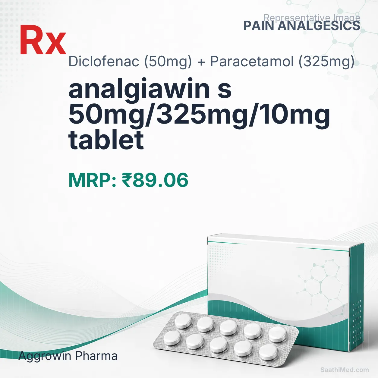 analgiawin s 50mg/325mg/10mg tablet Allopathy (Diclofenac (50mg)) - Uses in Hindi, Side Effects, Substitutes & Price in India