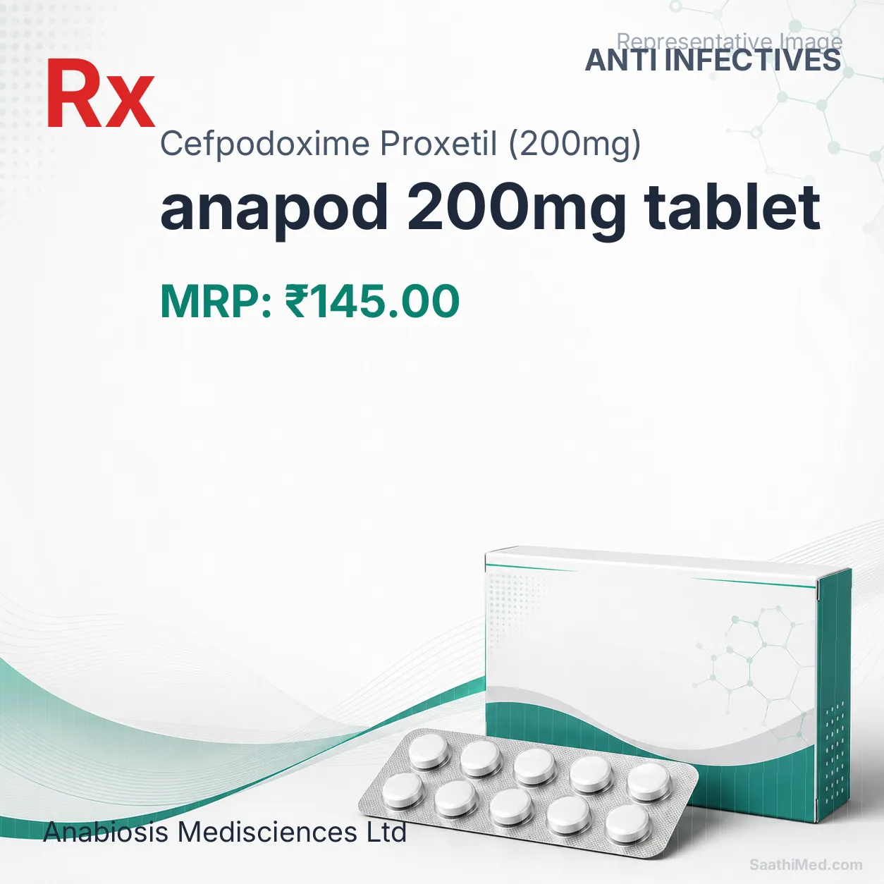 anapod 200mg tablet Allopathy (Cefpodoxime Proxetil (200mg)) - Uses in Hindi, Side Effects, Substitutes & Price in India