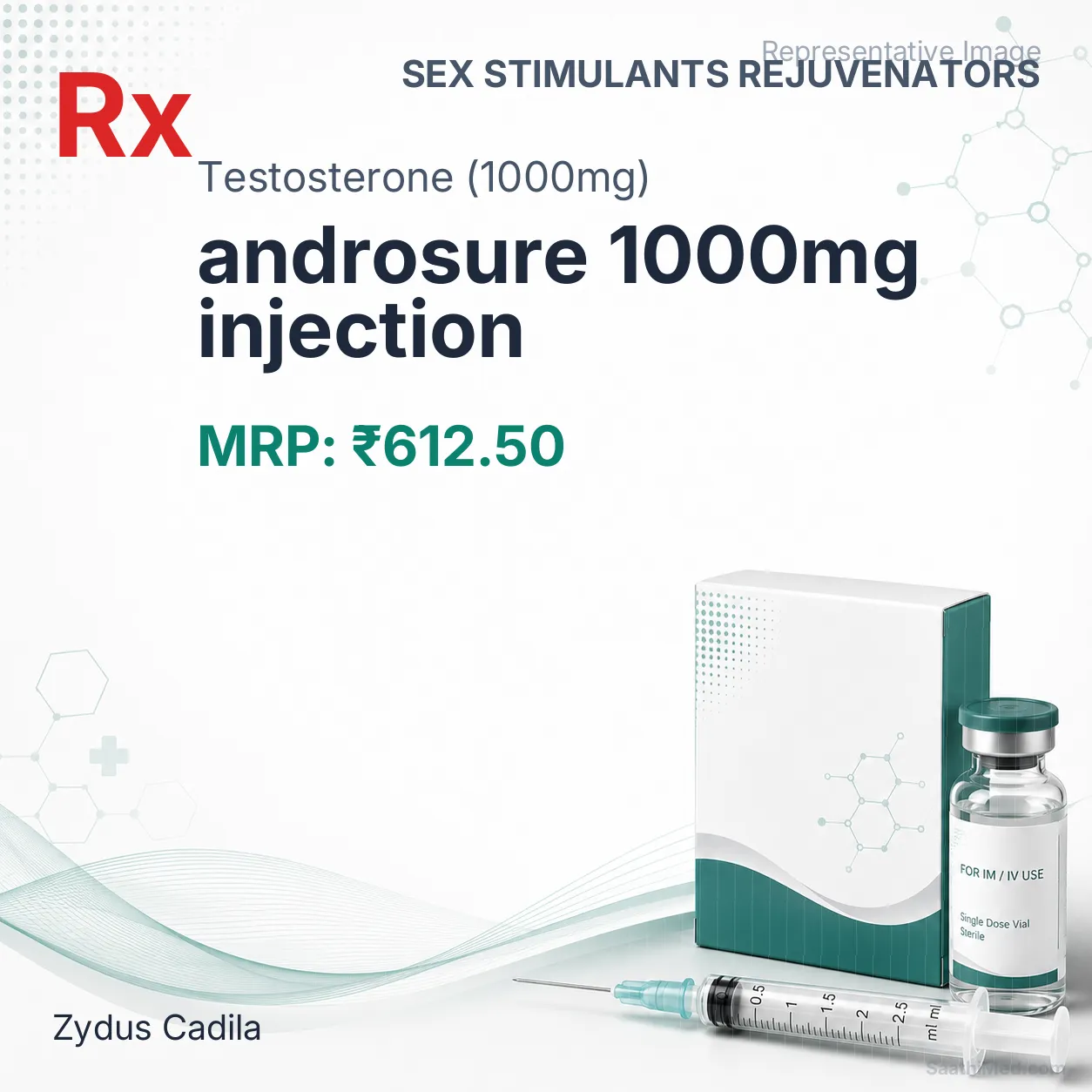 androsure 1000mg injection Allopathy (Testosterone (1000mg)) - Uses in Hindi, Side Effects, Substitutes & Price in India