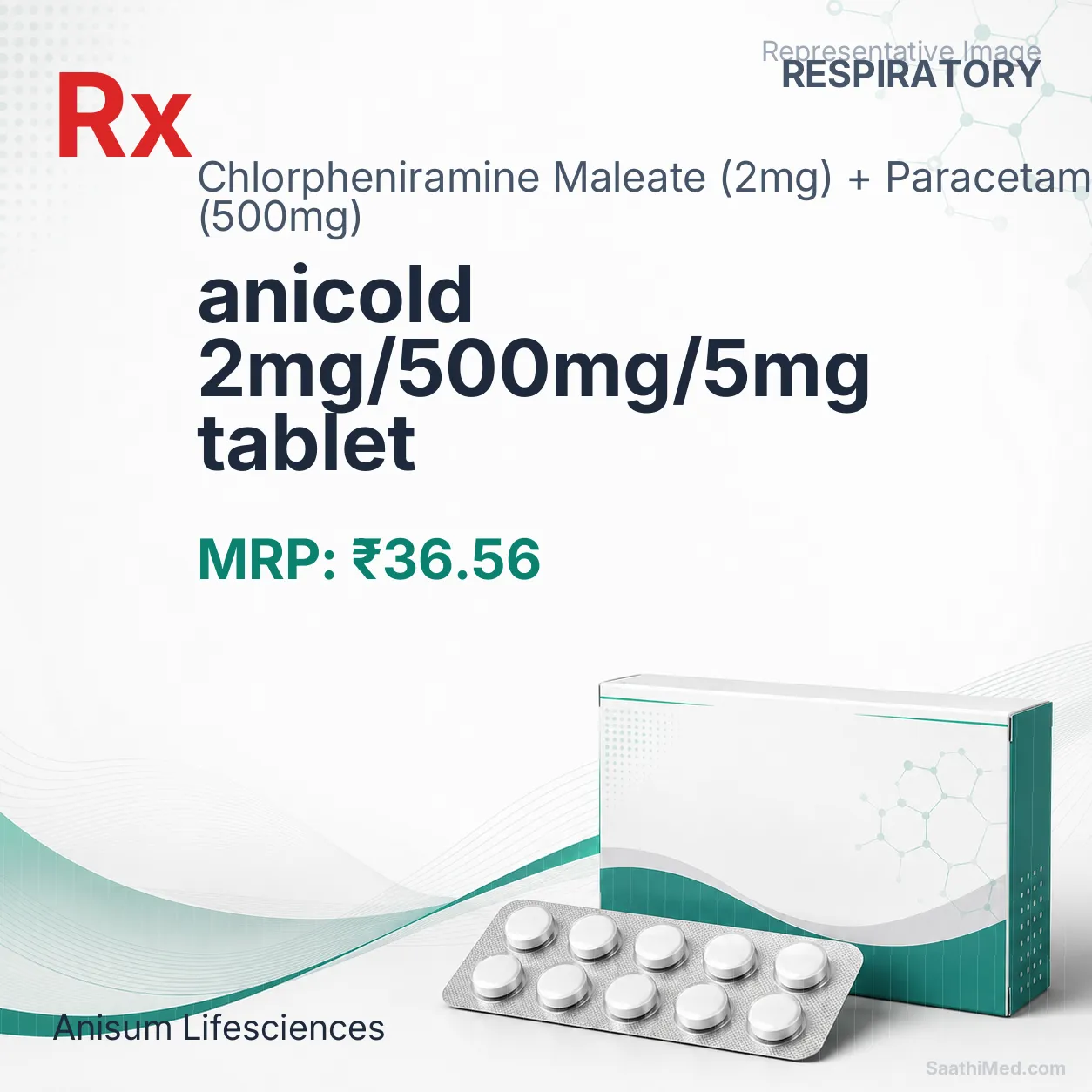 anicold 2mg/500mg/5mg tablet Allopathy (Chlorpheniramine Maleate (2mg)) - Uses in Hindi, Side Effects, Substitutes & Price in India
