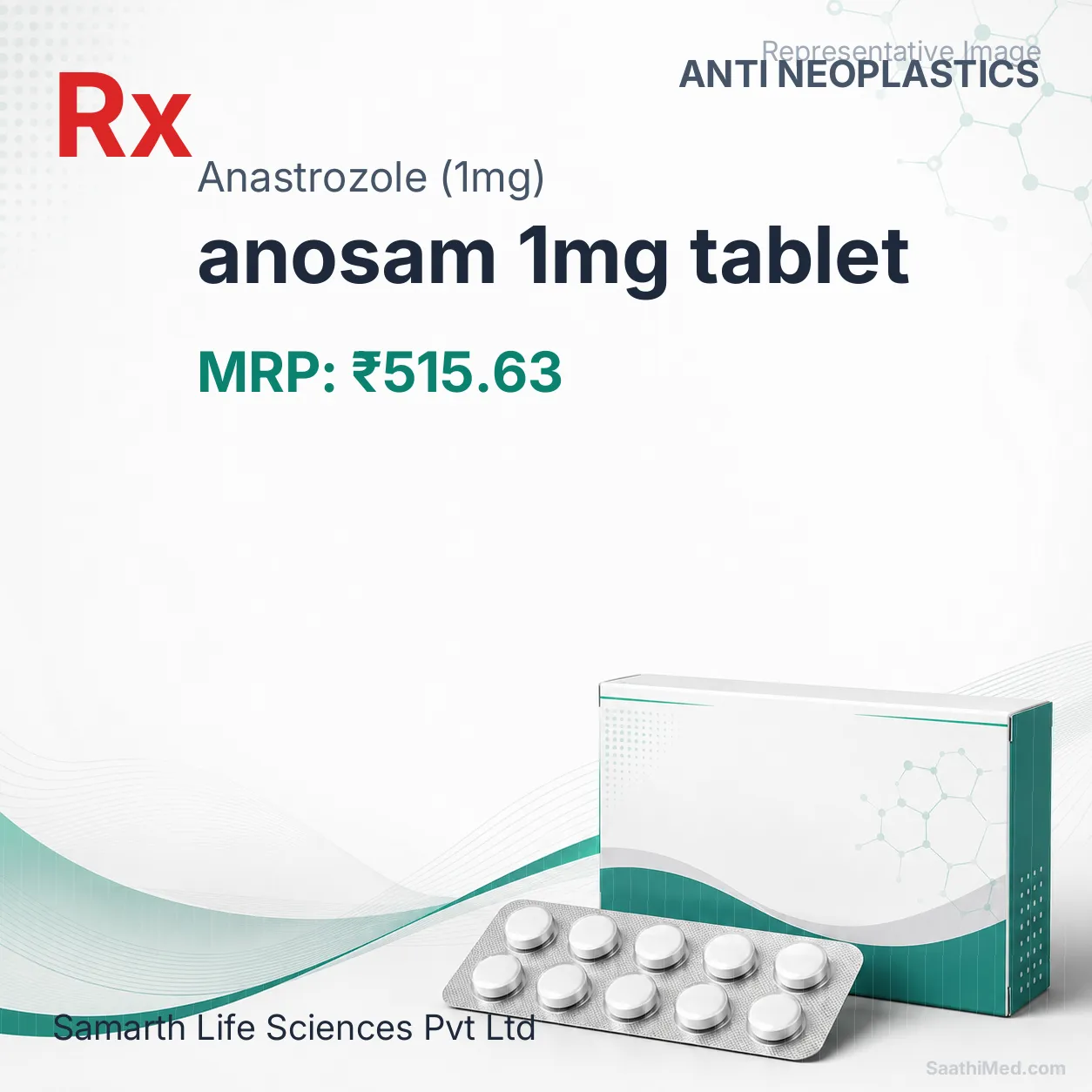 anosam 1mg tablet Allopathy (Anastrozole (1mg)) - Uses in Hindi, Side Effects, Substitutes & Price in India