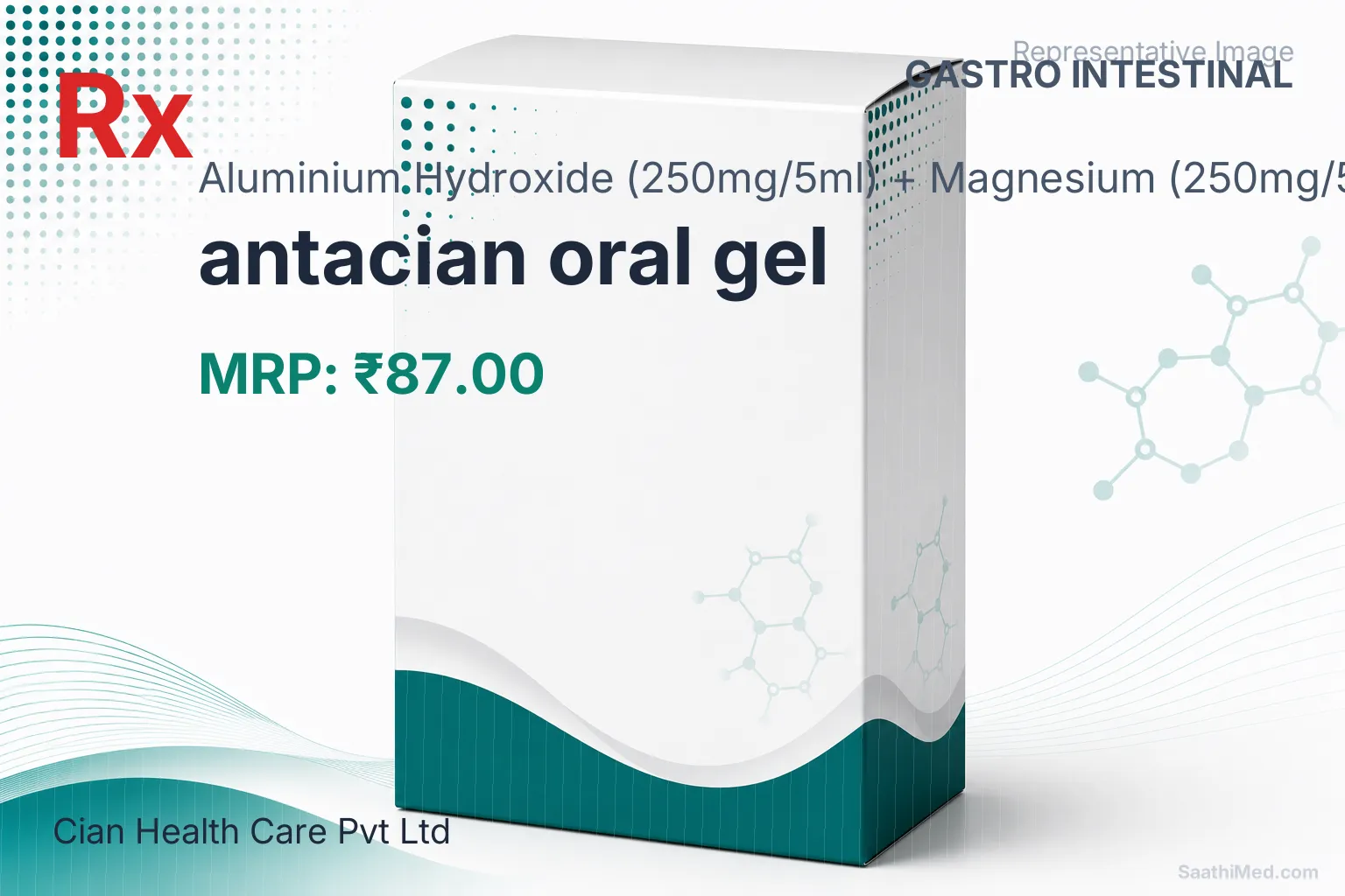 antacian oral gel Allopathy (Aluminium Hydroxide (250mg/5ml)) - Uses in Hindi, Side Effects, Substitutes & Price in India