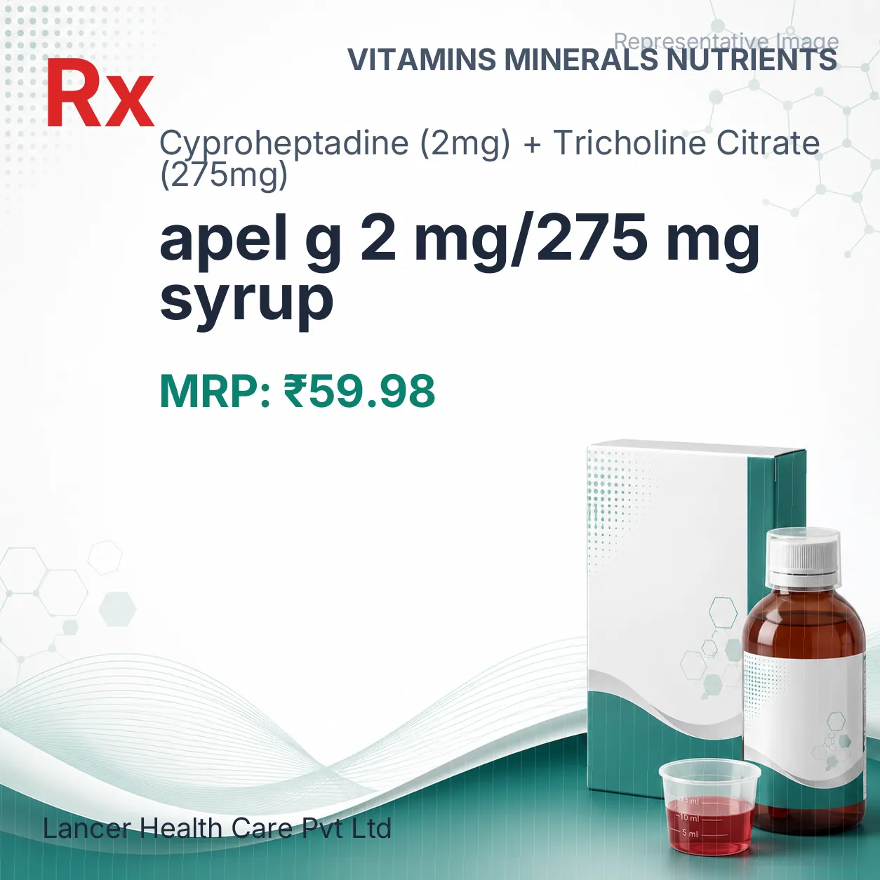 apel g 2 mg/275 mg syrup Allopathy (Cyproheptadine (2mg)) - Uses in Hindi, Side Effects, Substitutes & Price in India