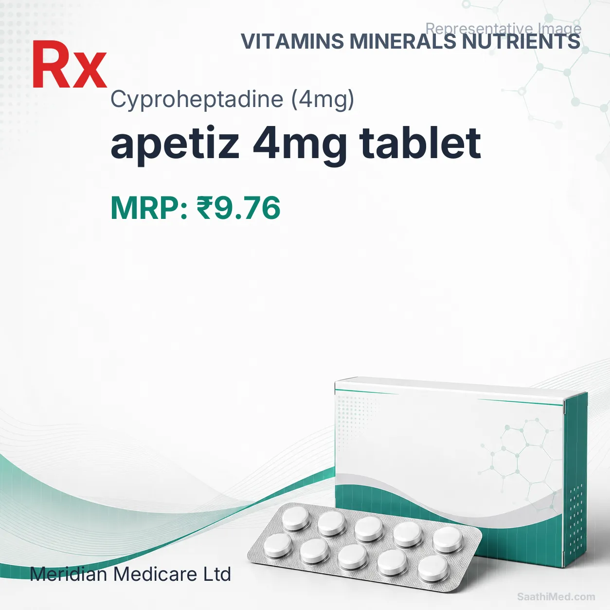 apetiz 4mg tablet Allopathy (Cyproheptadine (4mg)) - Uses in Hindi, Side Effects, Substitutes & Price in India
