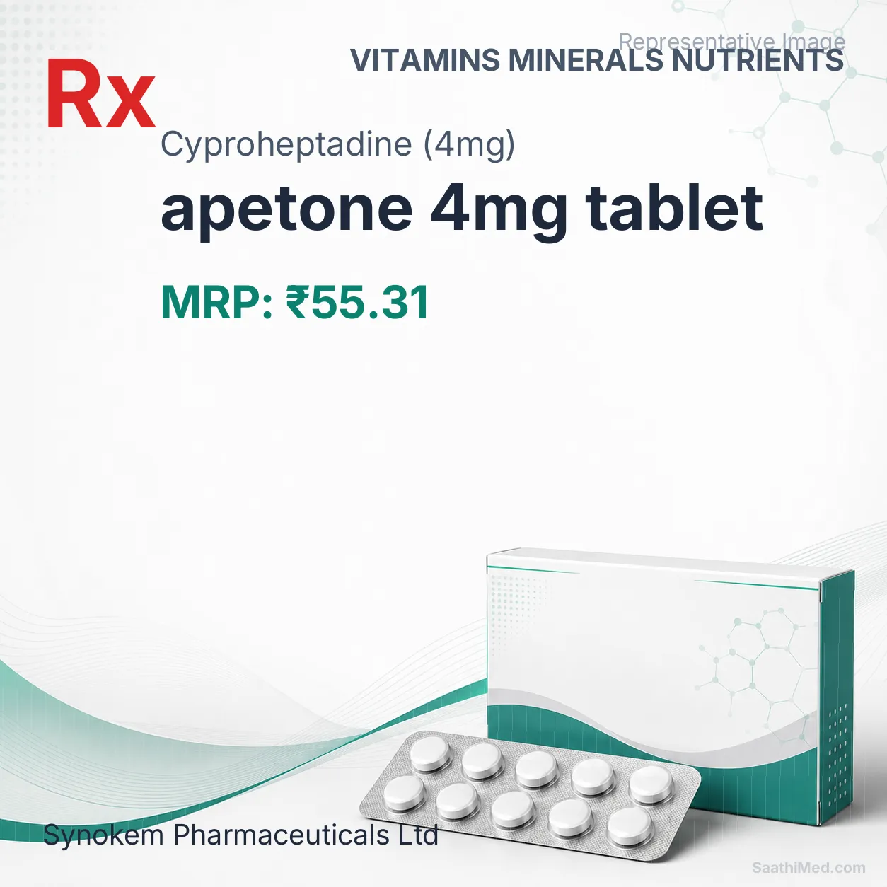 apetone 4mg tablet Allopathy (Cyproheptadine (4mg)) - Uses in Hindi, Side Effects, Substitutes & Price in India
