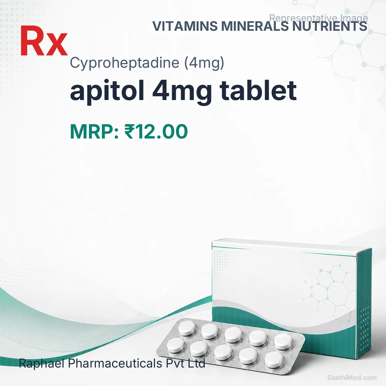 apitol 4mg tablet Allopathy (Cyproheptadine (4mg)) - Uses in Hindi, Side Effects, Substitutes & Price in India