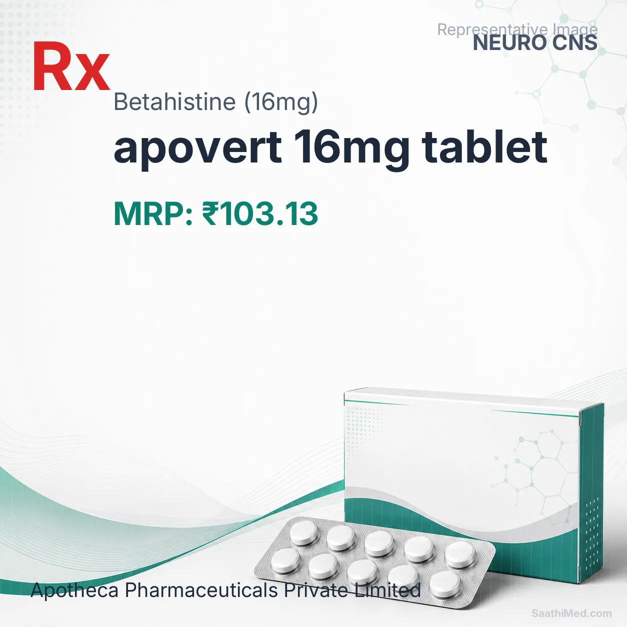 apovert 16mg tablet Allopathy (Betahistine (16mg)) - Uses in Hindi, Side Effects, Substitutes & Price in India