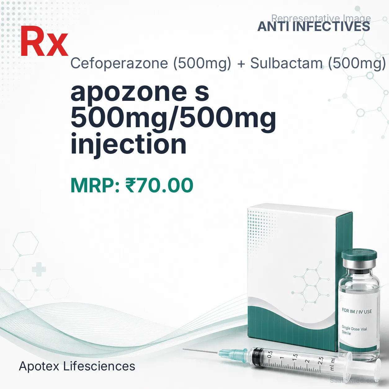 apozone s 500mg/500mg injection Allopathy (Cefoperazone (500mg)) - Uses in Hindi, Side Effects, Substitutes & Price in India