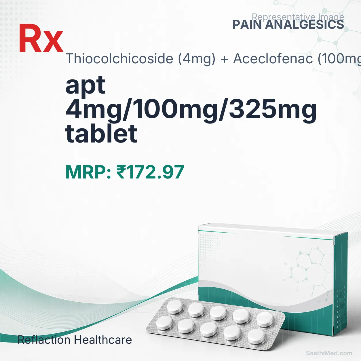 apt 4mg/100mg/325mg tablet Allopathy (Thiocolchicoside (4mg)) - Uses in Hindi, Side Effects, Substitutes & Price in India