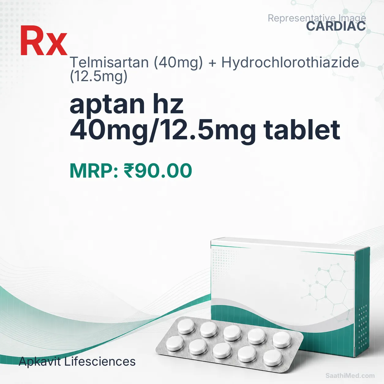 aptan hz 40mg/12.5mg tablet Allopathy (Telmisartan (40mg)) - Uses in Hindi, Side Effects, Substitutes & Price in India