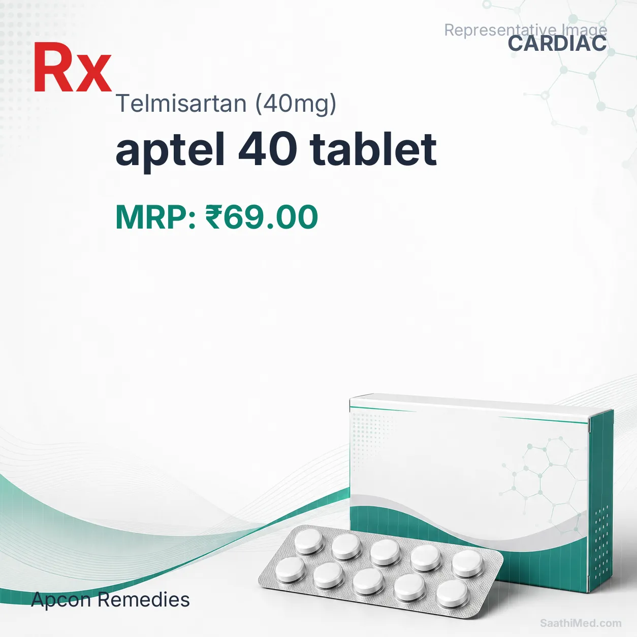 aptel 40 tablet Allopathy (Telmisartan (40mg)) - Uses in Hindi, Side Effects, Substitutes & Price in India