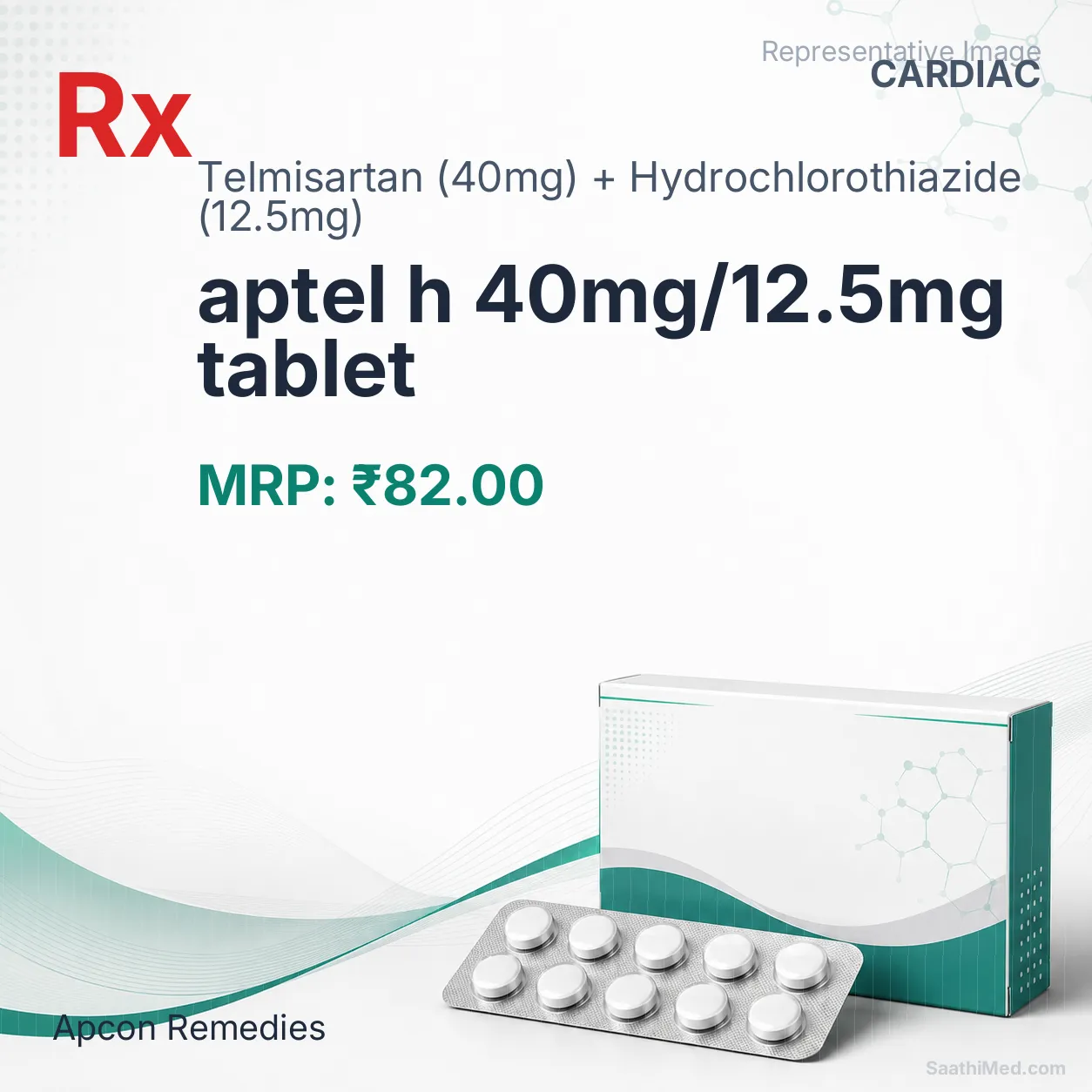 aptel h 40mg/12.5mg tablet Allopathy (Telmisartan (40mg)) - Uses in Hindi, Side Effects, Substitutes & Price in India