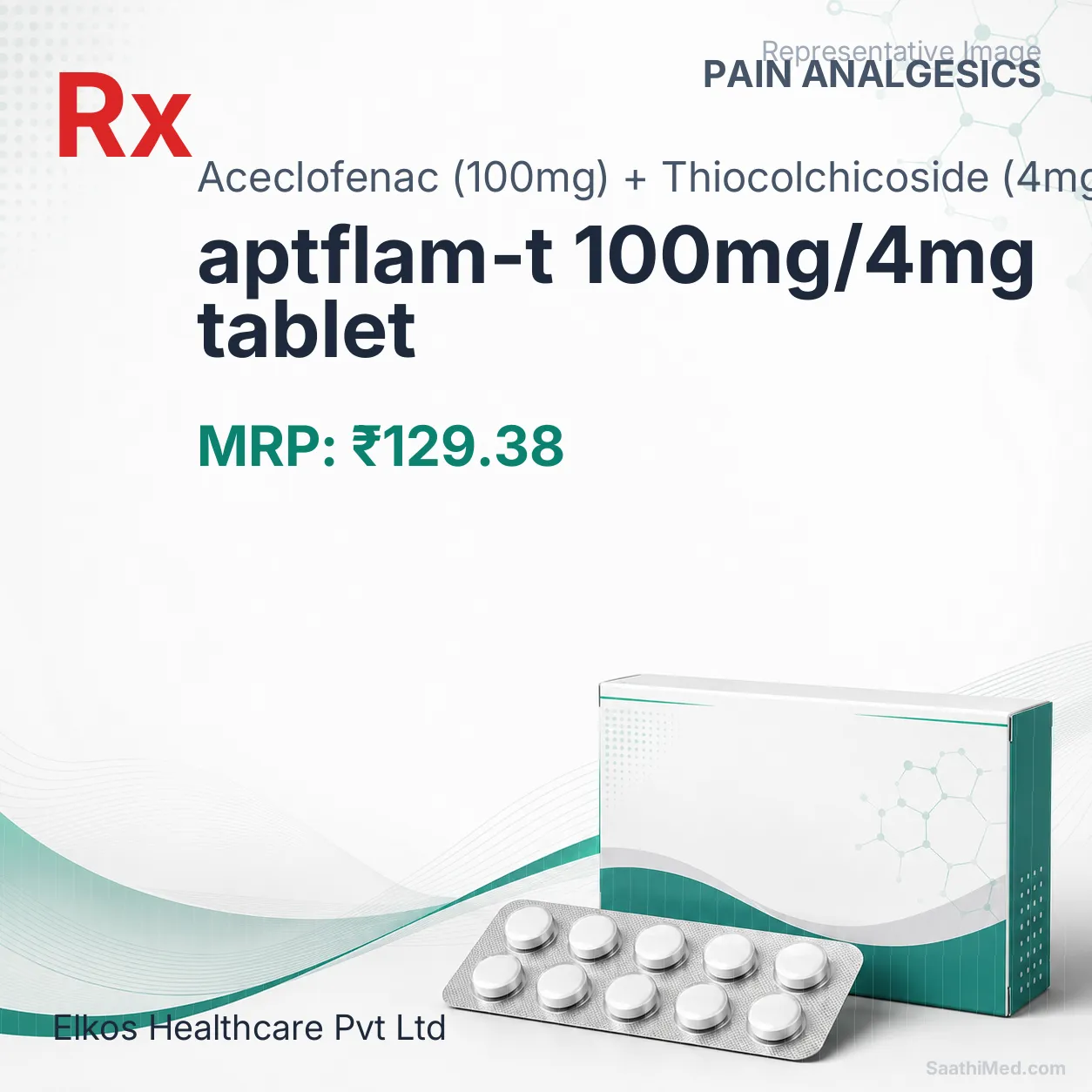 aptflam-t 100mg/4mg tablet Allopathy (Aceclofenac (100mg)) - Uses in Hindi, Side Effects, Substitutes & Price in India