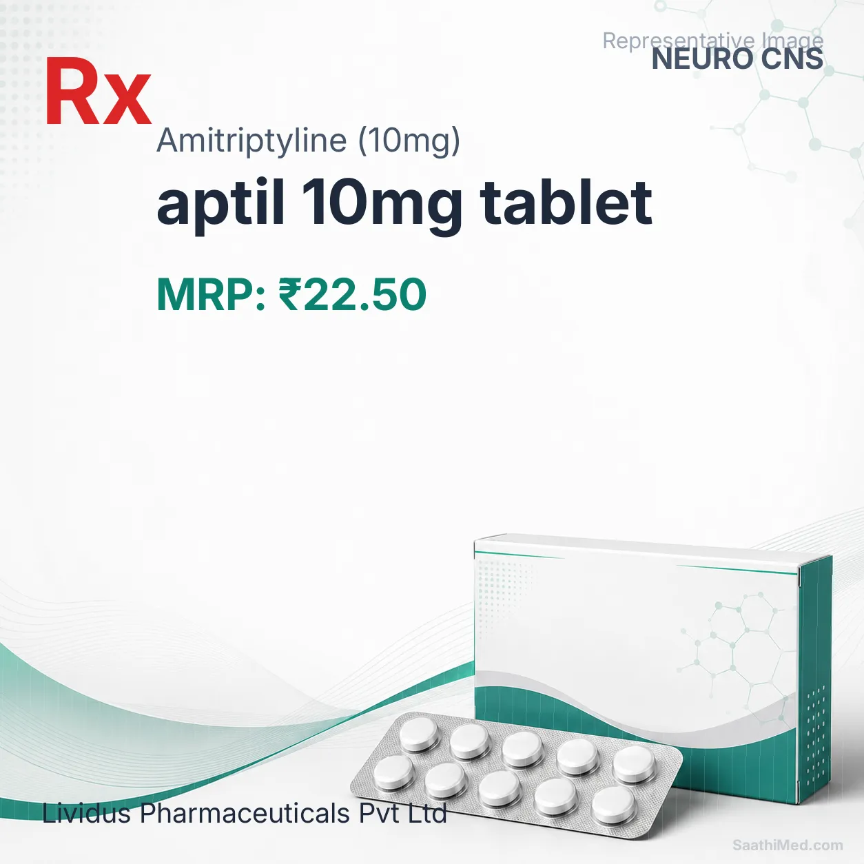 aptil 10mg tablet Allopathy (Amitriptyline (10mg)) - Uses in Hindi, Side Effects, Substitutes & Price in India