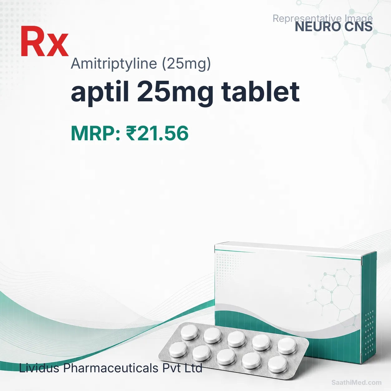aptil 25mg tablet Allopathy (Amitriptyline (25mg)) - Uses in Hindi, Side Effects, Substitutes & Price in India