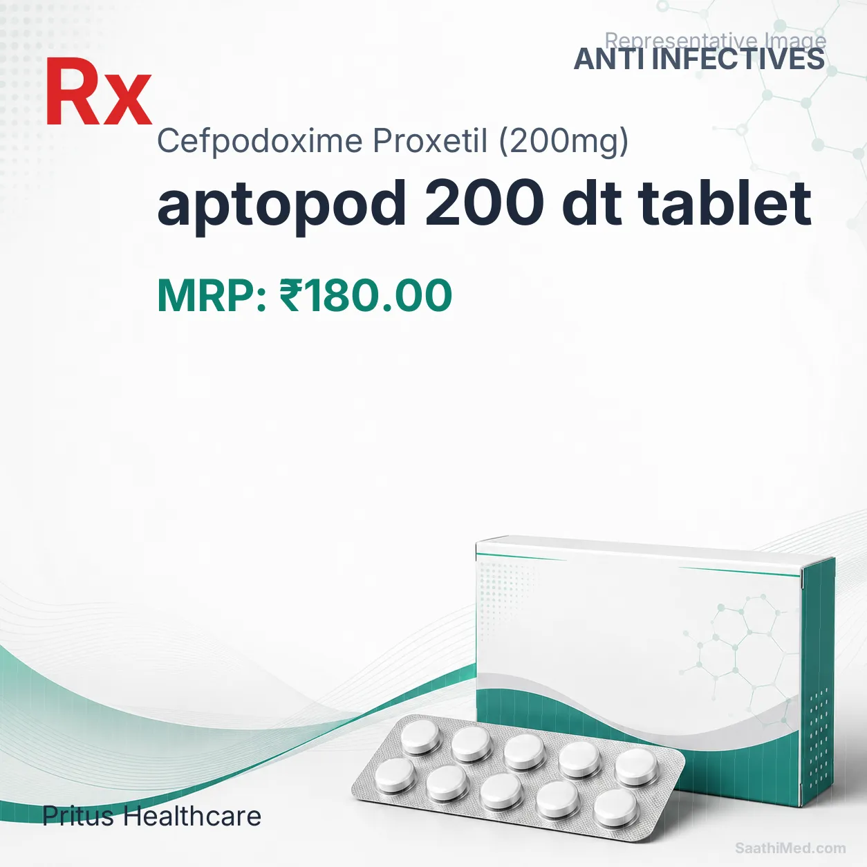 aptopod 200 dt tablet Allopathy (Cefpodoxime Proxetil (200mg)) - Uses in Hindi, Side Effects, Substitutes & Price in India