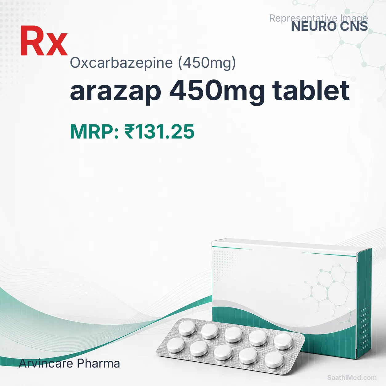 arazap 450mg tablet Allopathy (Oxcarbazepine (450mg)) - Uses in Hindi, Side Effects, Substitutes & Price in India