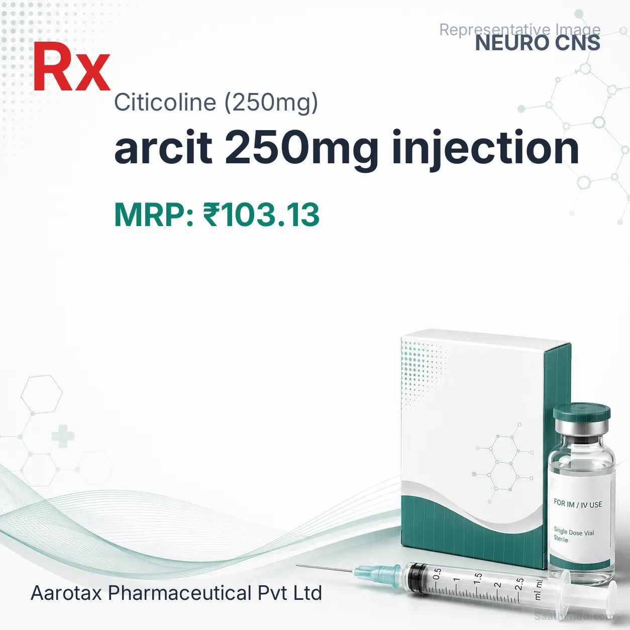 arcit 250mg injection Allopathy (Citicoline (250mg)) - Uses in Hindi, Side Effects, Substitutes & Price in India