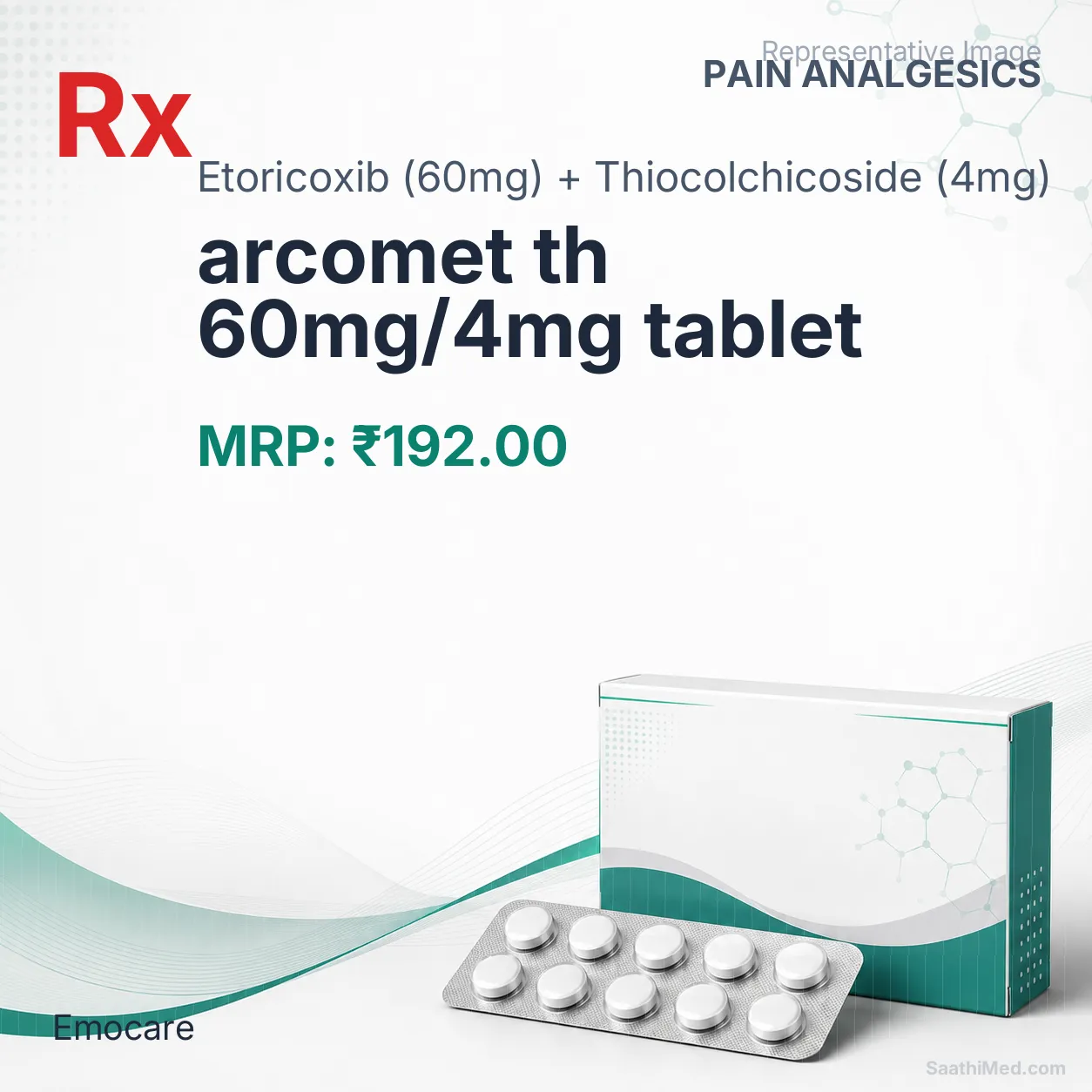 arcomet th 60mg/4mg tablet Allopathy (Etoricoxib (60mg)) - Uses in Hindi, Side Effects, Substitutes & Price in India