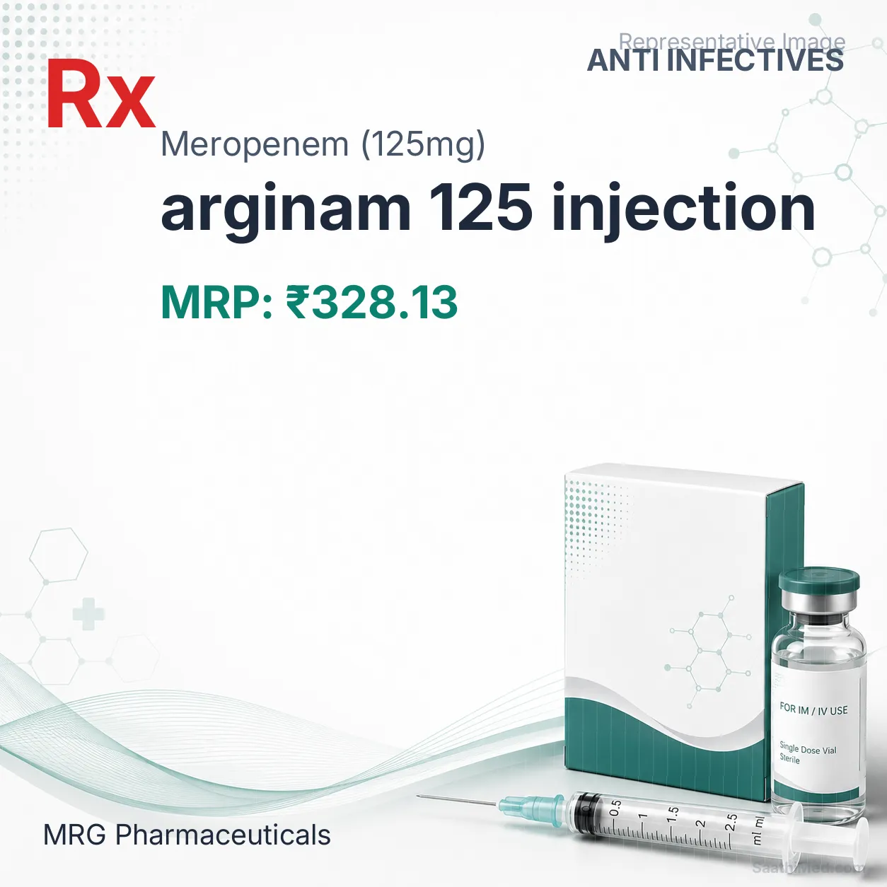 arginam 125 injection Allopathy (Meropenem (125mg)) - Uses in Hindi, Side Effects, Substitutes & Price in India