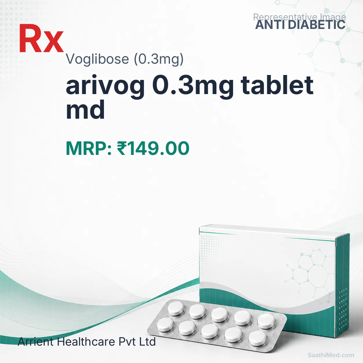 arivog 0.3mg tablet md Allopathy (Voglibose (0.3mg)) - Uses in Hindi, Side Effects, Substitutes & Price in India