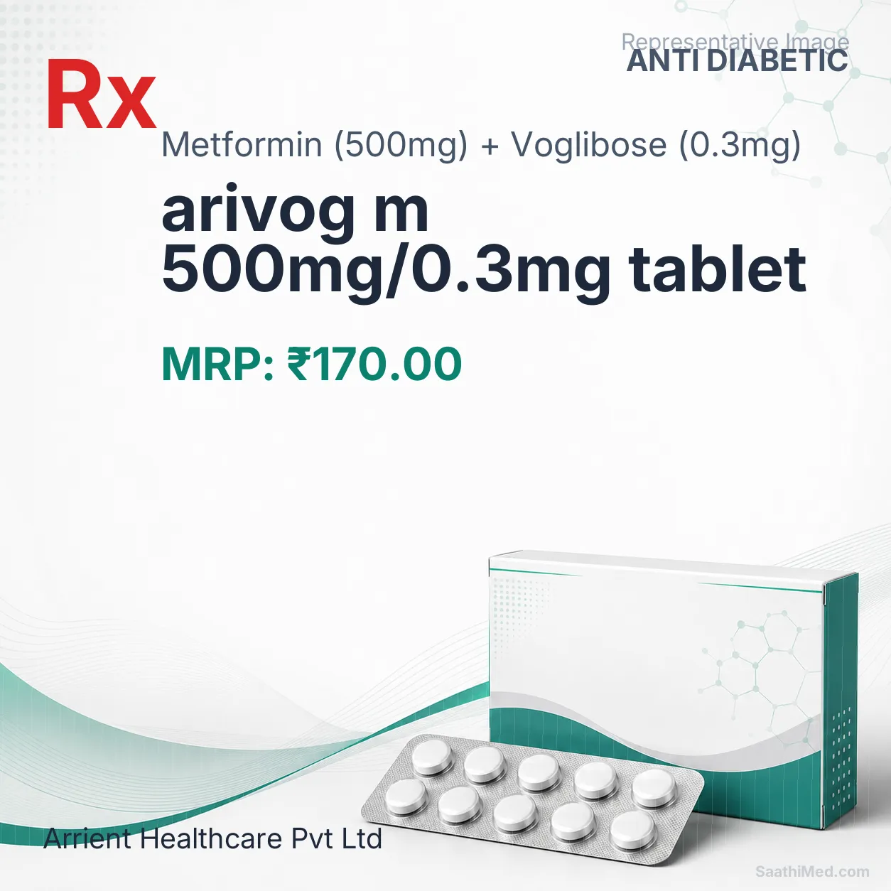 arivog m 500mg/0.3mg tablet Allopathy (Metformin (500mg)) - Uses in Hindi, Side Effects, Substitutes & Price in India