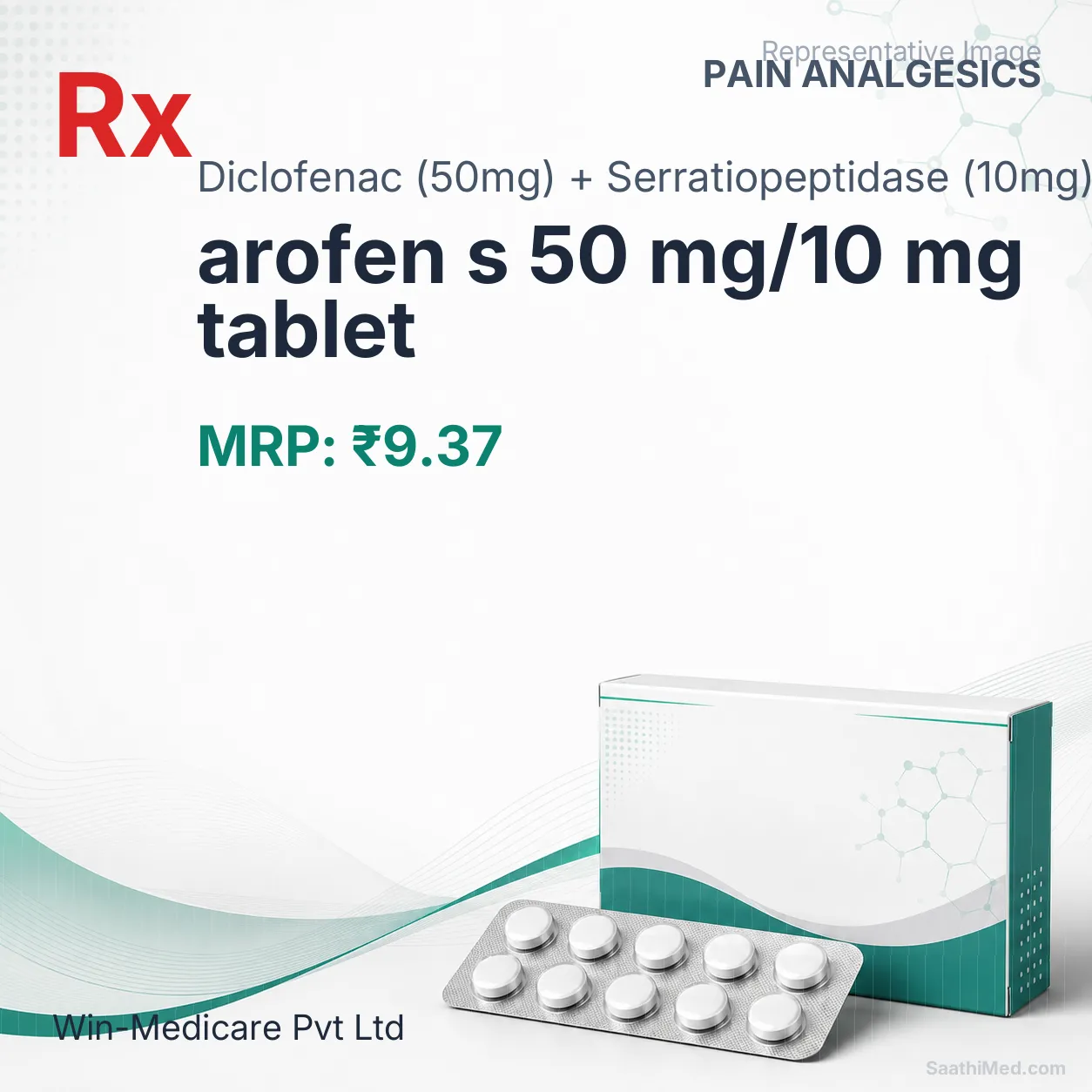 arofen s 50 mg/10 mg tablet - Diclofenac (50mg) + Serratiopeptidase (10mg) medicine