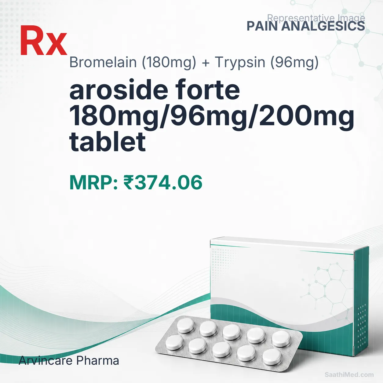 aroside forte 180mg/96mg/200mg tablet Allopathy (Bromelain (180mg)) - Uses in Hindi, Side Effects, Substitutes & Price in India