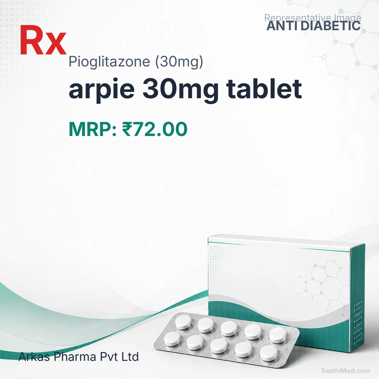 arpie 30mg tablet Allopathy (Pioglitazone (30mg)) - Uses in Hindi, Side Effects, Substitutes & Price in India