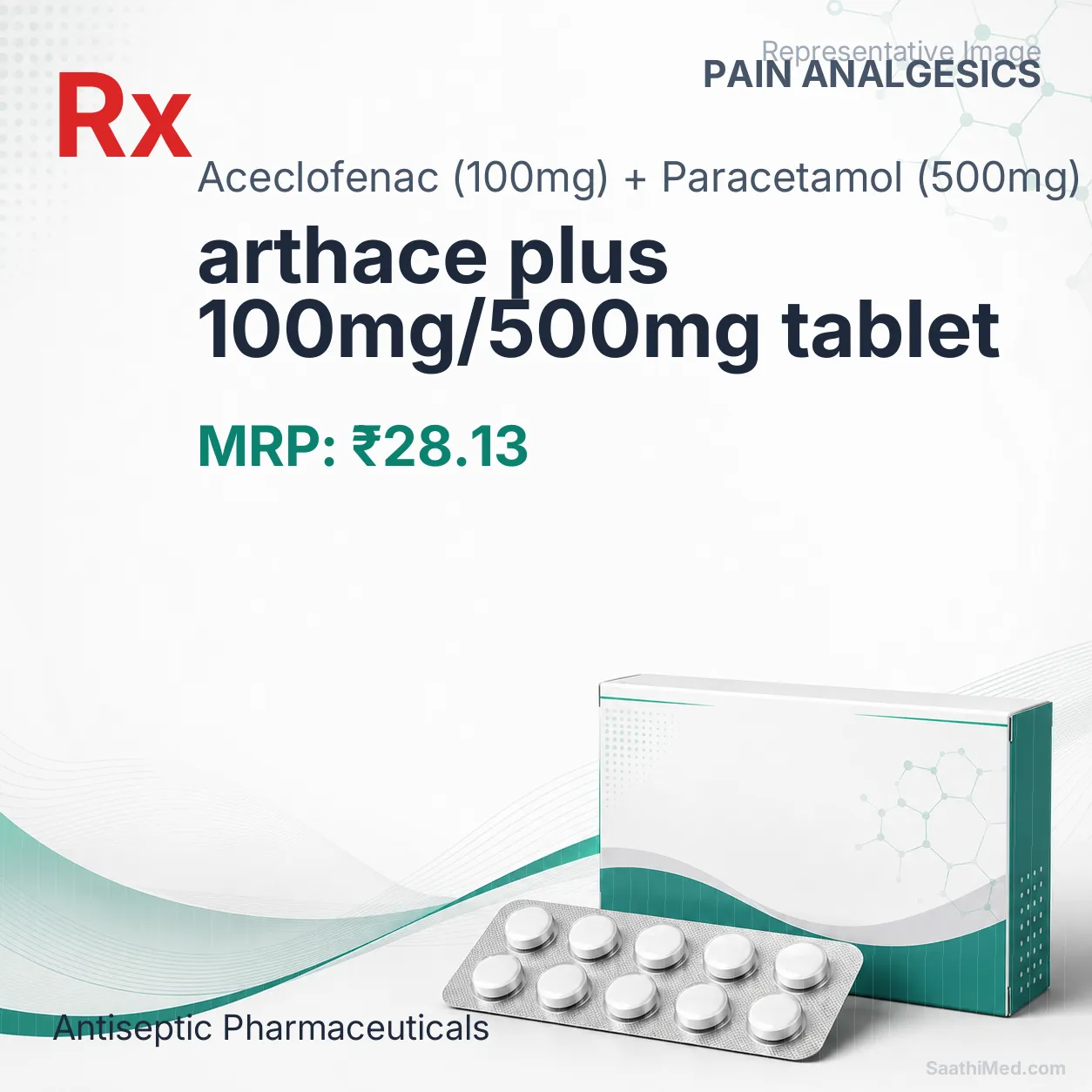 arthace plus 100mg/500mg tablet Allopathy (Aceclofenac (100mg)) - Uses in Hindi, Side Effects, Substitutes & Price in India