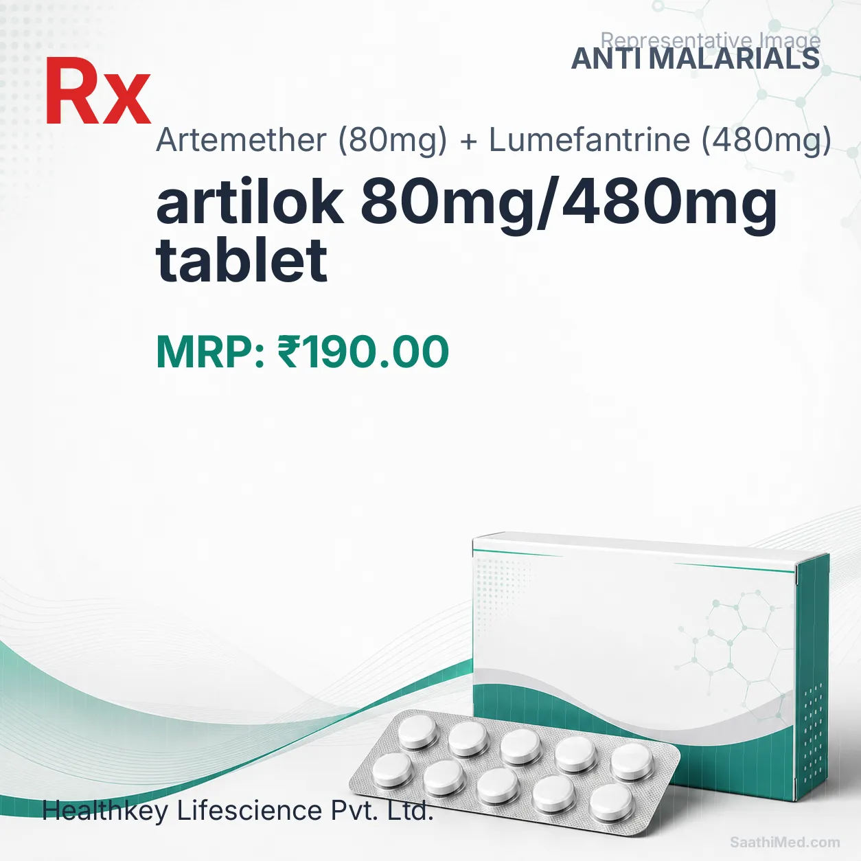artilok 80mg/480mg tablet Allopathy (Artemether (80mg)) - Uses in Hindi, Side Effects, Substitutes & Price in India