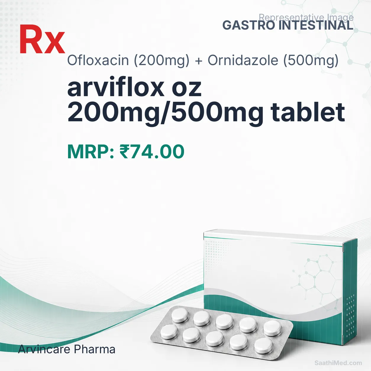 arviflox oz 200mg/500mg tablet Allopathy (Ofloxacin (200mg)) - Uses in Hindi, Side Effects, Substitutes & Price in India