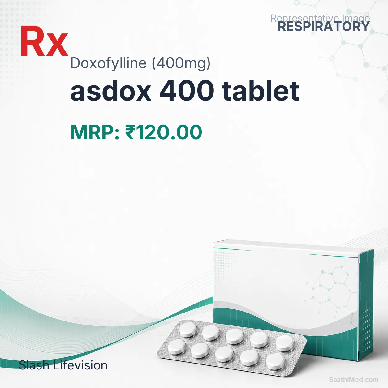 asdox 400 tablet Allopathy (Doxofylline (400mg)) - Uses in Hindi, Side Effects, Substitutes & Price in India