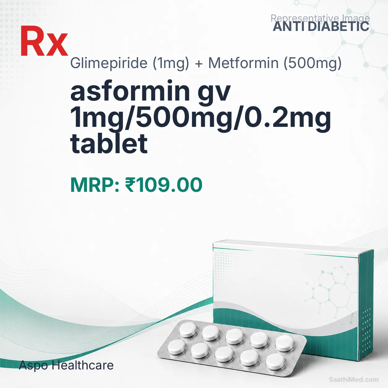 asformin gv 1mg/500mg/0.2mg tablet Allopathy (Glimepiride (1mg)) - Uses in Hindi, Side Effects, Substitutes & Price in India